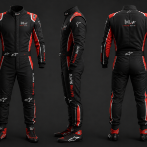 Custom F1 racing suit with embroidered logo, premium motorsport apparel, OEM private label racing wear manufacturer for racing clubs and professional racing teams.