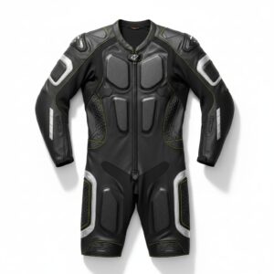 Custom Airbag Motorcycle Racing Suit by WANI WEAR featuring premium cowhide leather construction, integrated airbag compatibility, ergonomic race fit, and advanced rider protection for track and road racing.